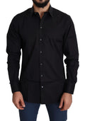 Dolce & Gabbana Black Cotton Stretch Formal GOLD Dress Shirt by Dolce & Gabbana