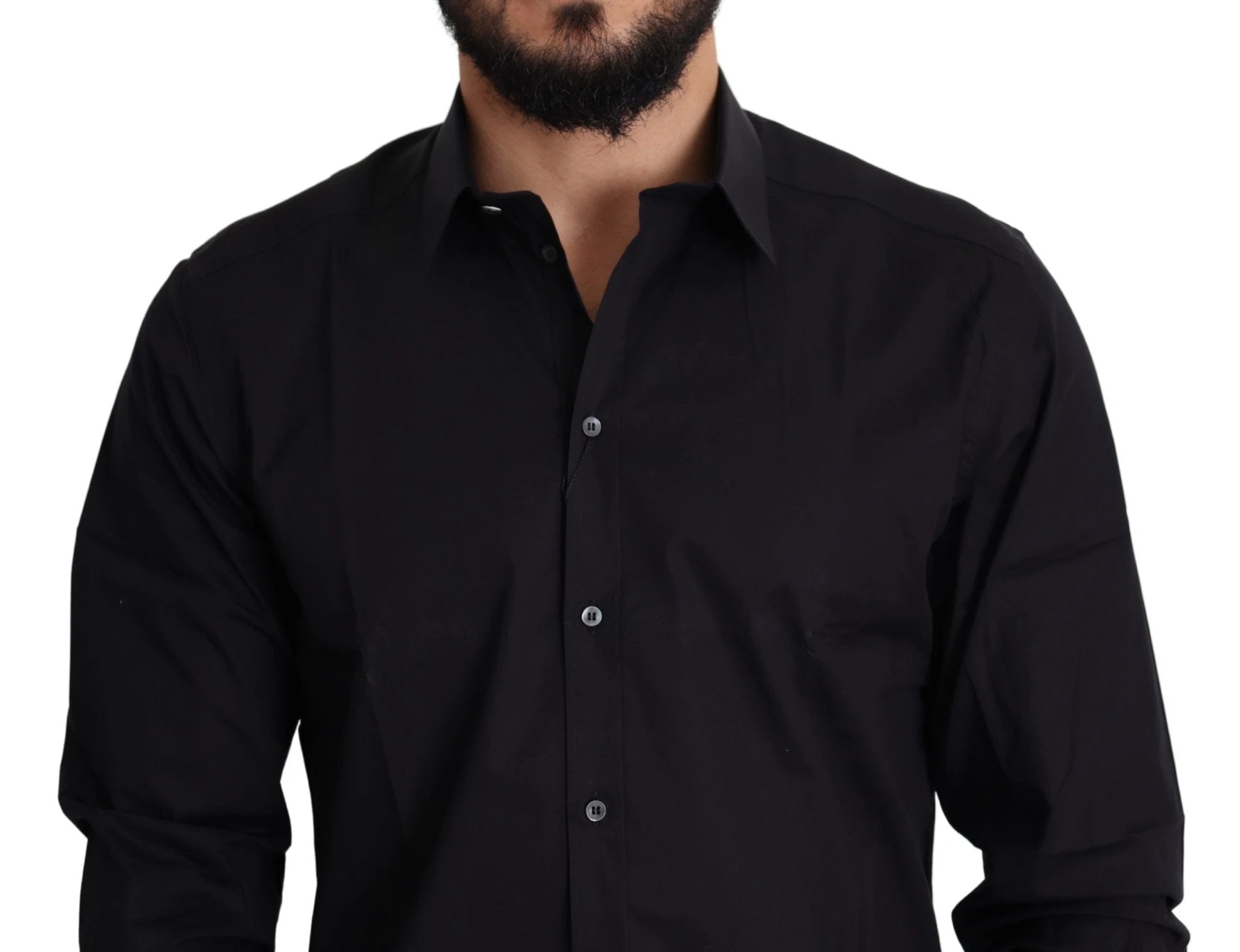 Dolce & Gabbana Black Cotton Stretch Formal GOLD Dress Shirt by Dolce & Gabbana