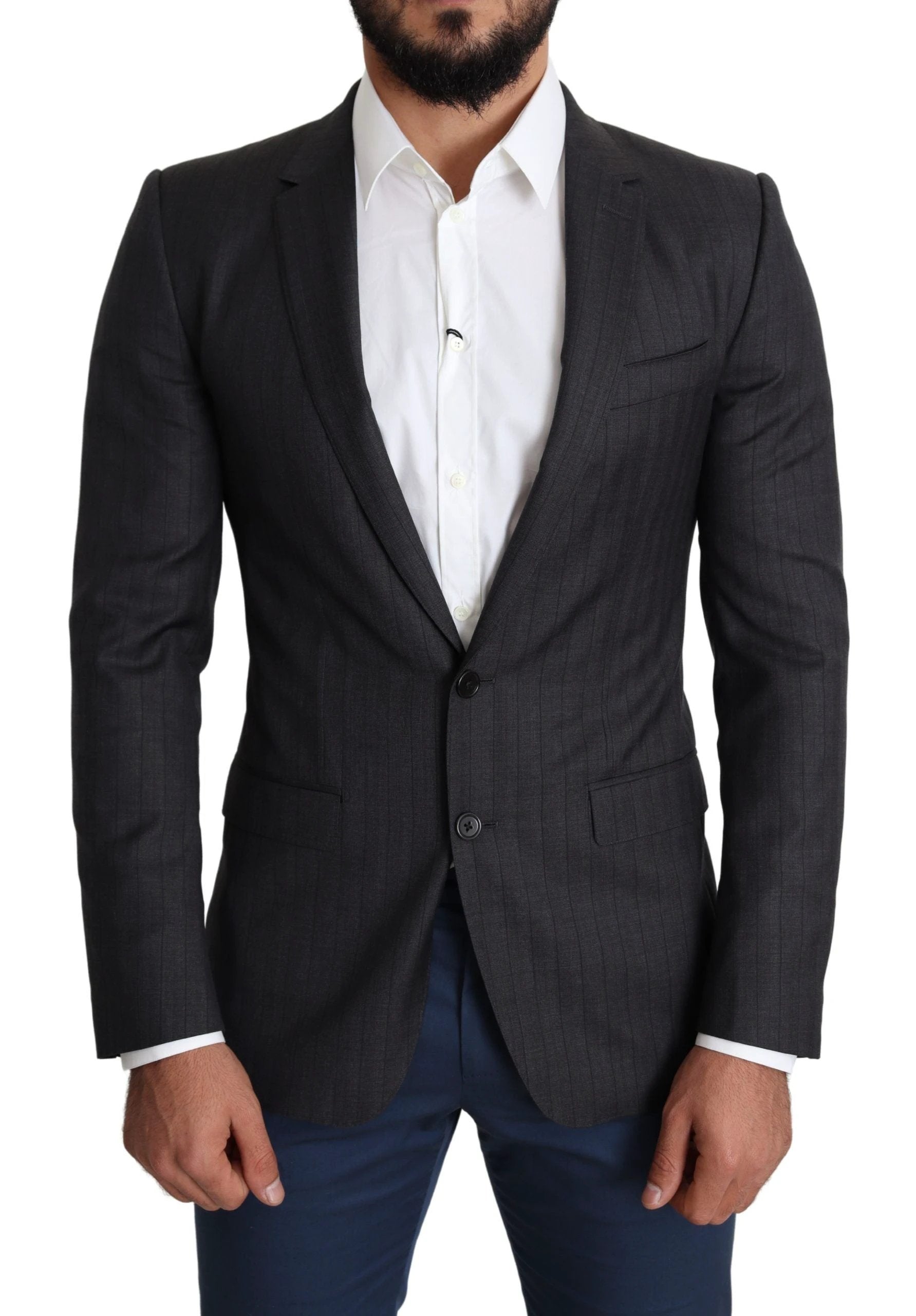 Dolce & Gabbana Black Wool Single Breasted Coat MARTINI Blazer by Dolce & Gabbana