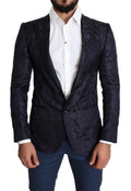 Dolce & Gabbana Blue Floral Jacquard Silk Coat MARTINI Blazer by Dolce & Gabbana