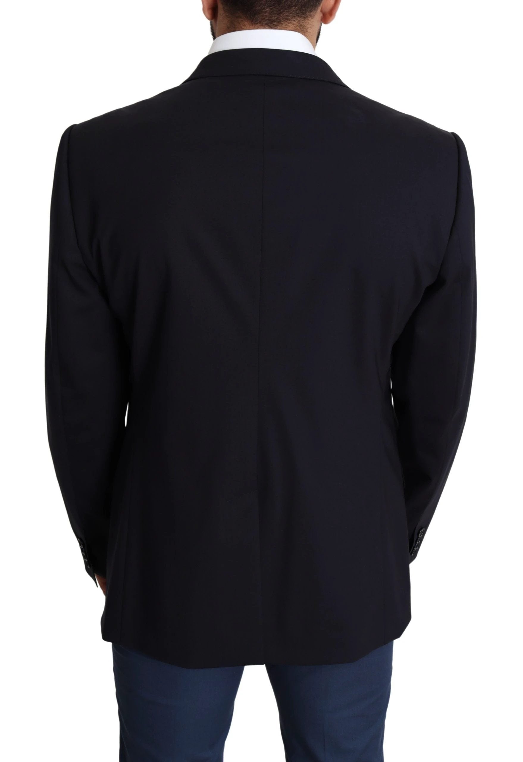 Dolce & Gabbana Black Wool Stretch Men Coat MARTINI Blazer by Dolce & Gabbana