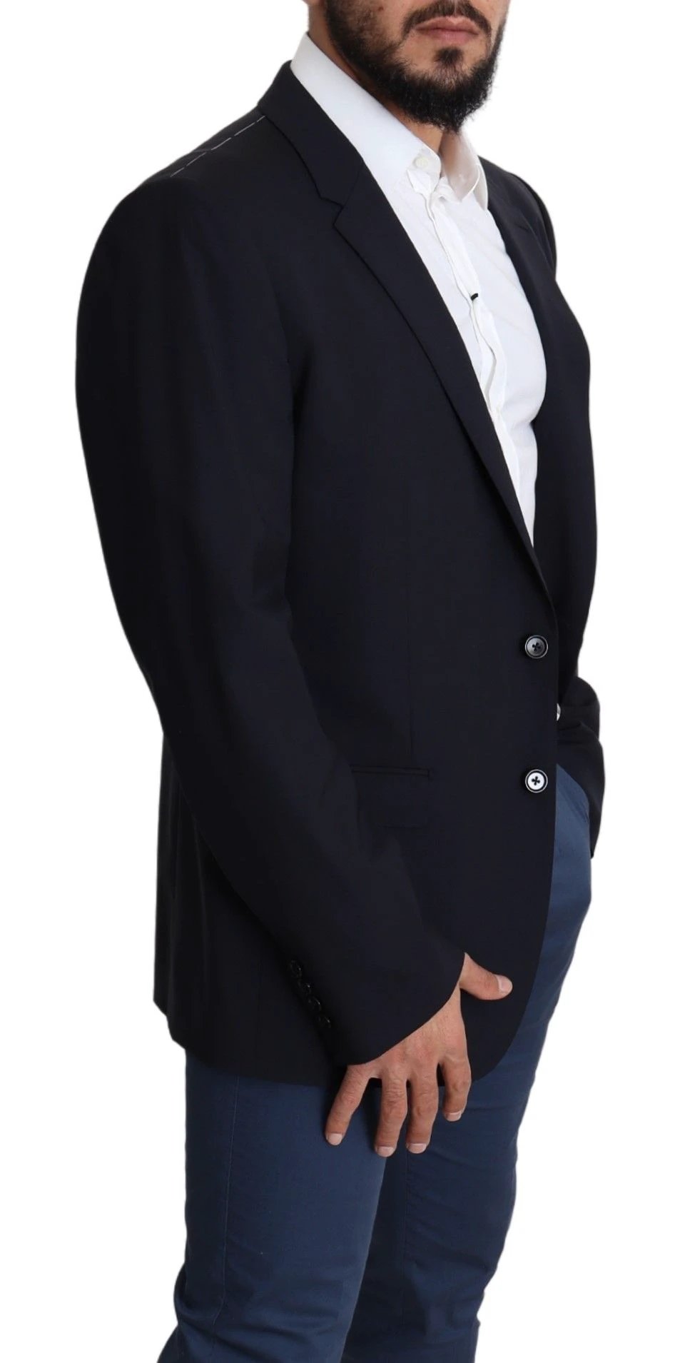 Dolce & Gabbana Black Wool Stretch Men Coat MARTINI Blazer by Dolce & Gabbana