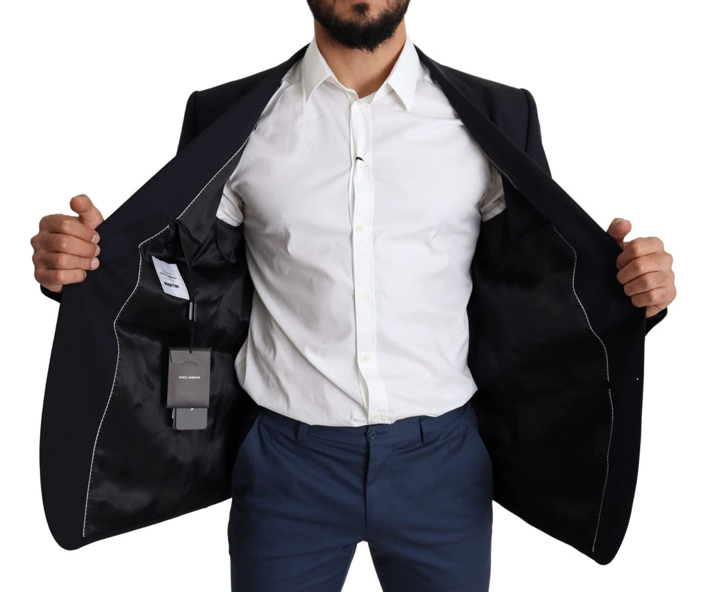 Dolce & Gabbana Black Wool Stretch Men Coat MARTINI Blazer by Dolce & Gabbana