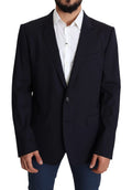 Dolce & Gabbana Black Wool Stretch Men Coat MARTINI Blazer by Dolce & Gabbana