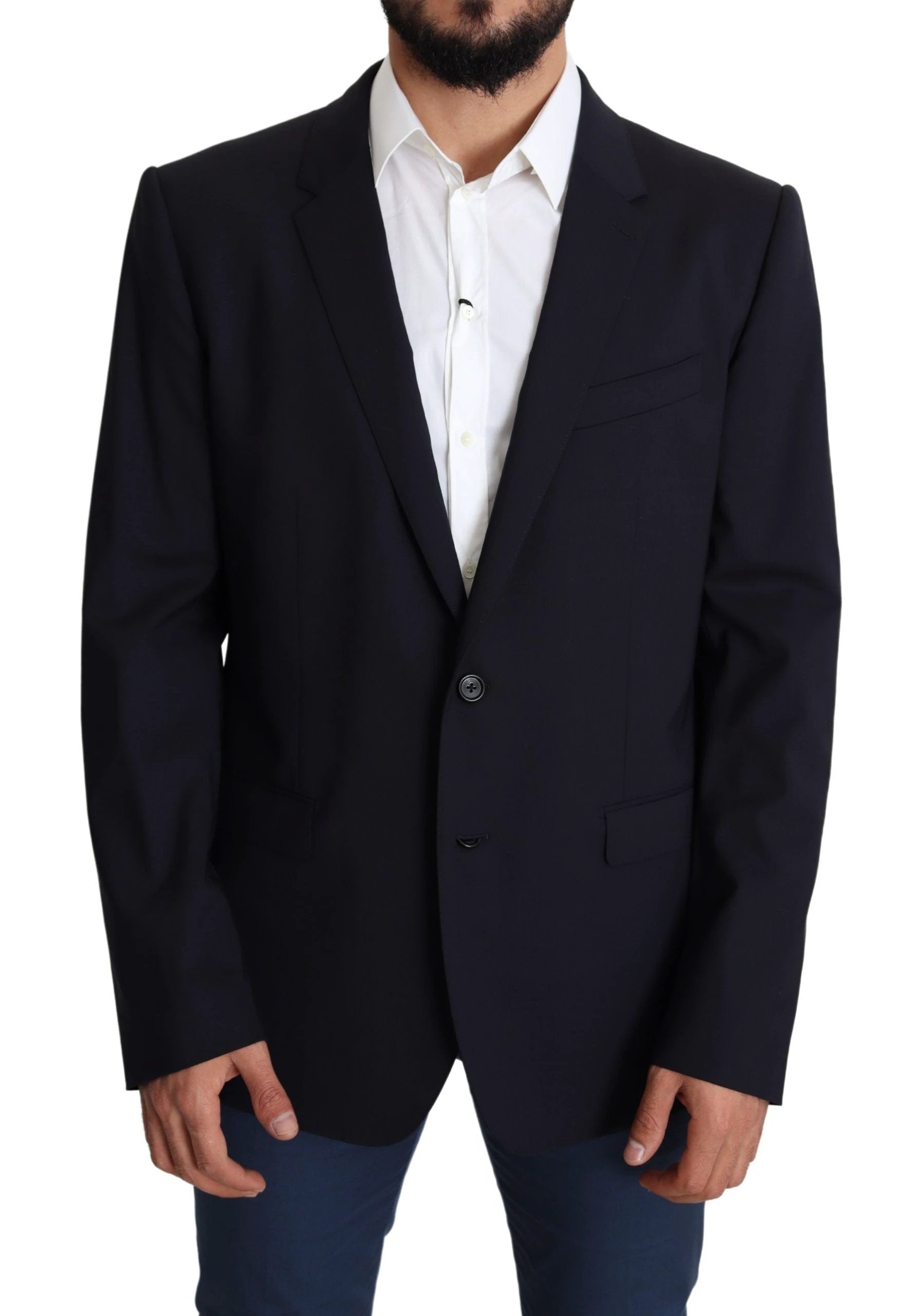 Dolce & Gabbana Black Wool Stretch Men Coat MARTINI Blazer by Dolce & Gabbana