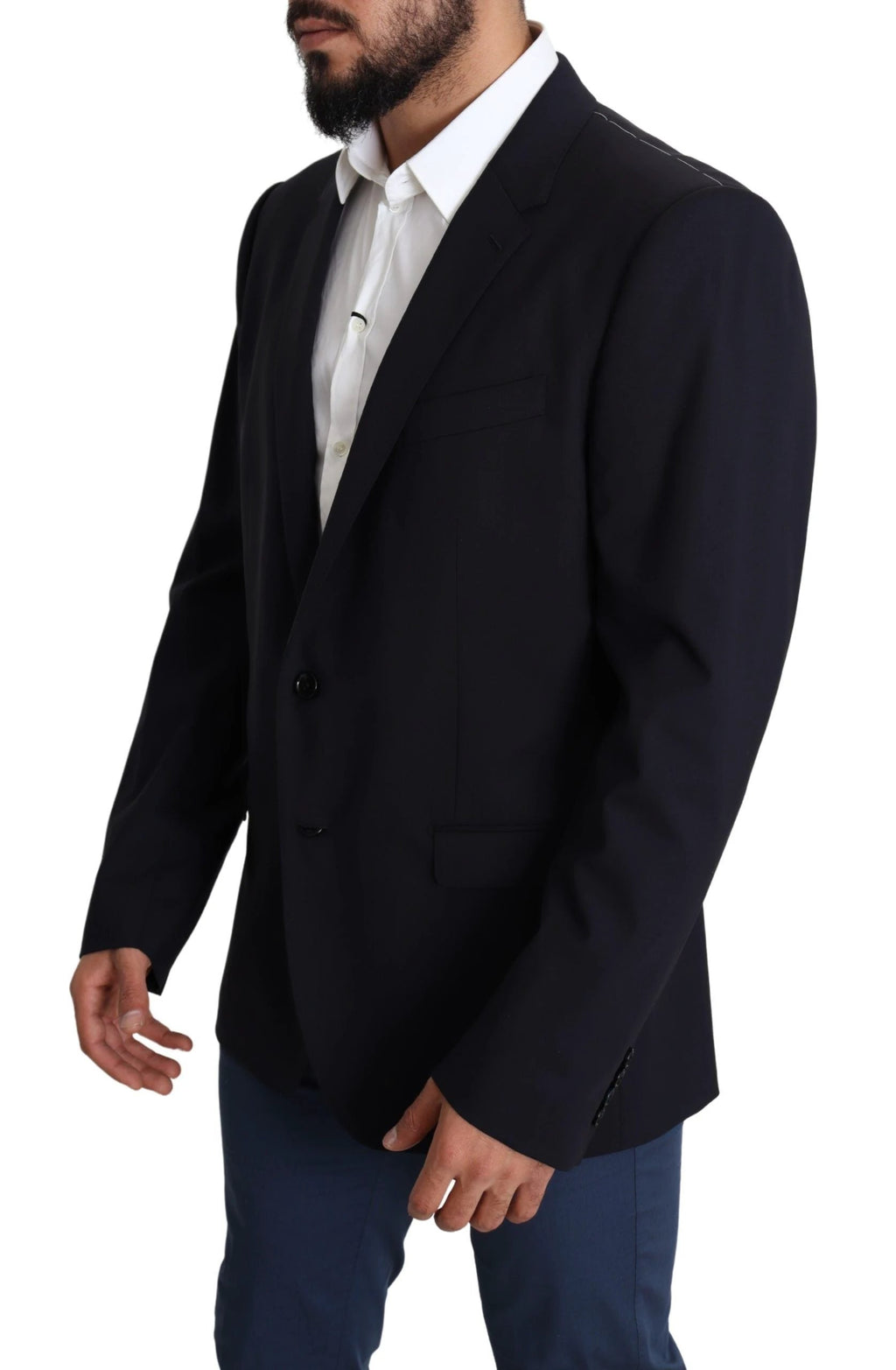 Dolce & Gabbana Black Wool Stretch Men Coat MARTINI Blazer by Dolce & Gabbana