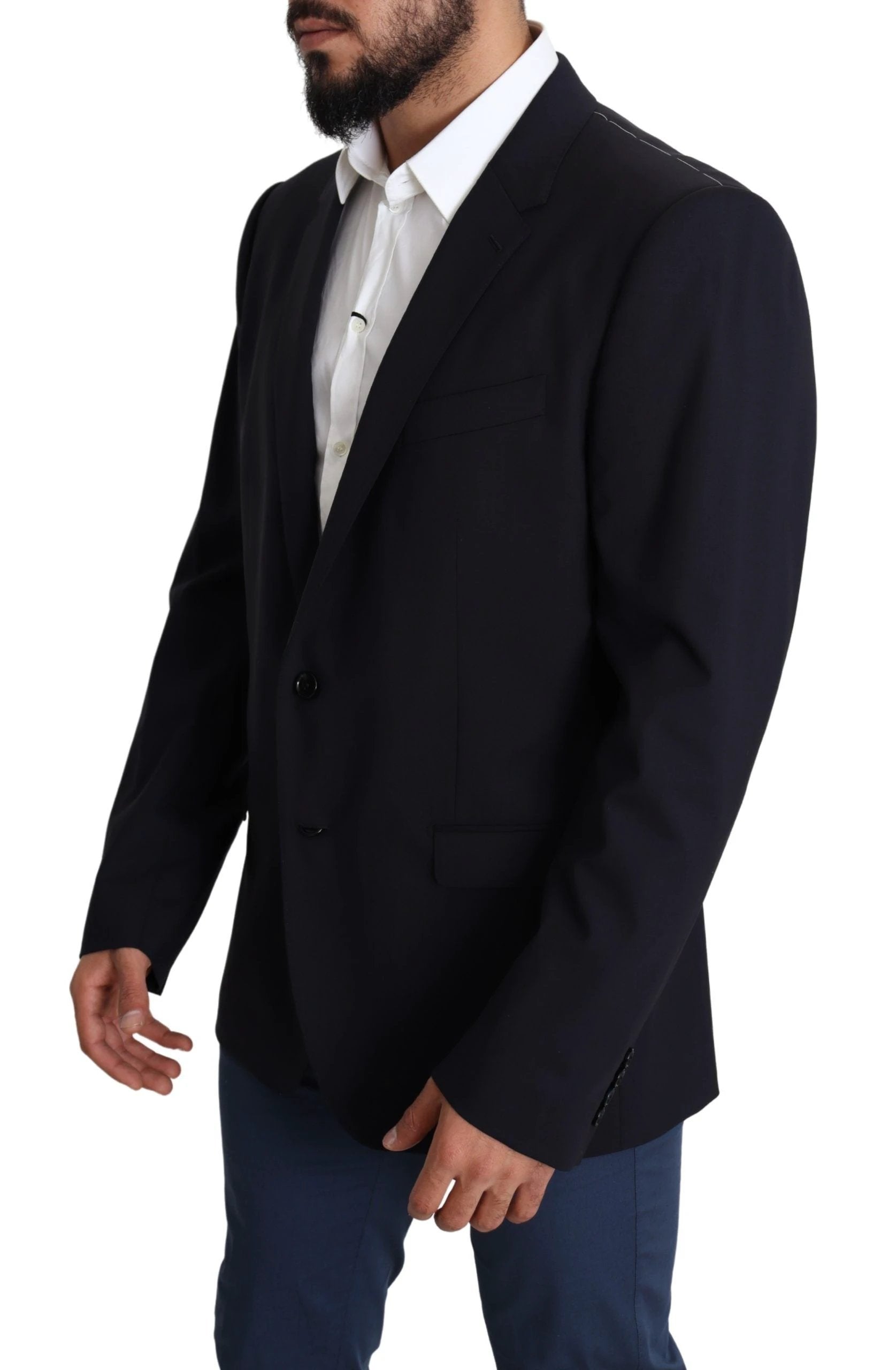 Dolce & Gabbana Black Wool Stretch Men Coat MARTINI Blazer by Dolce & Gabbana