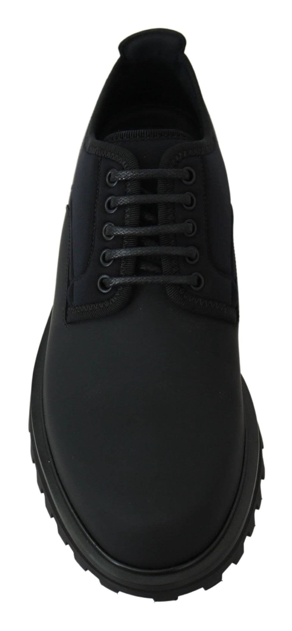 Dolce & Gabbana Black Rubberized Calfskin Chunky Derby Vulcano Shoes by Dolce & Gabbana