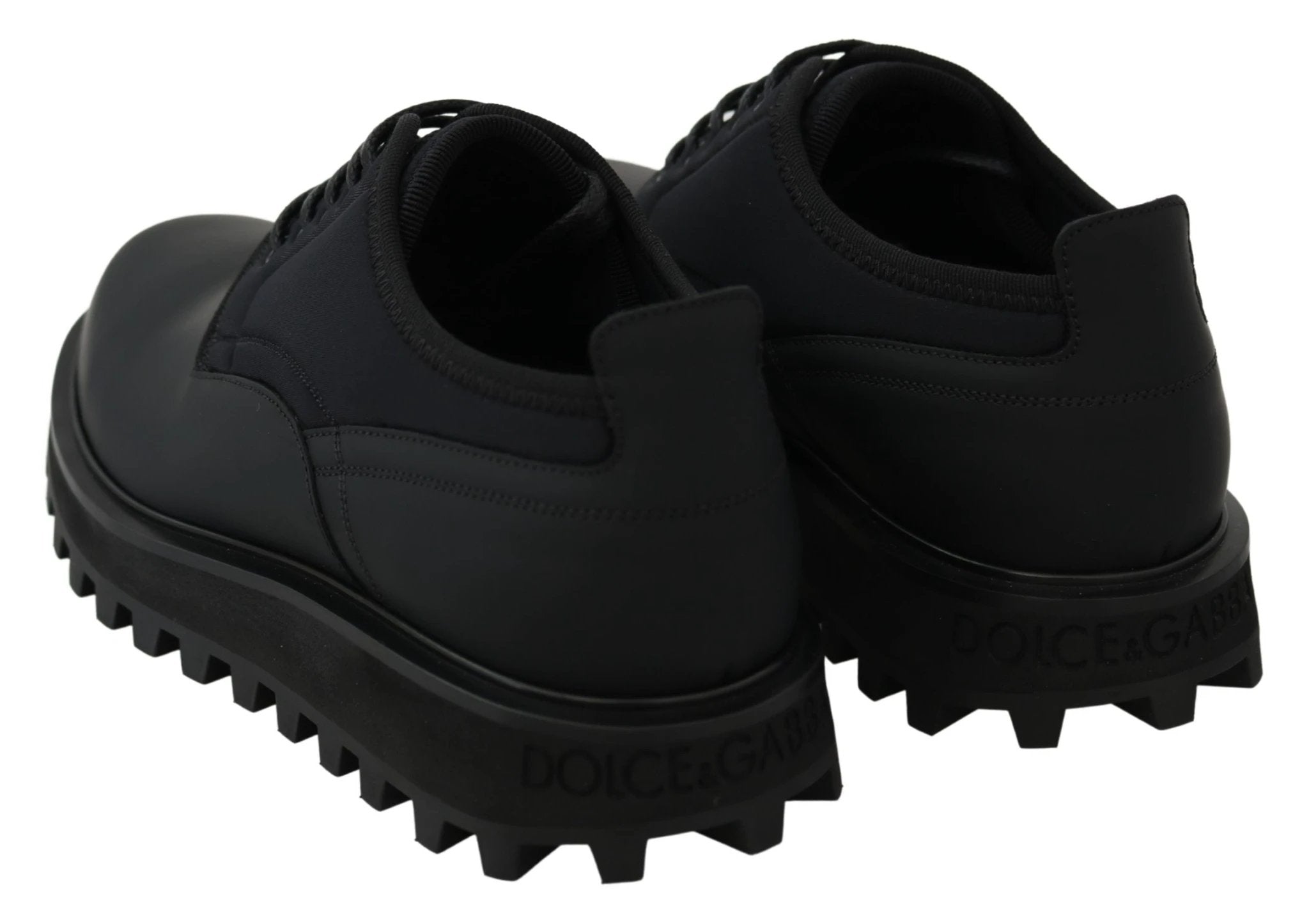 Dolce & Gabbana Black Rubberized Calfskin Chunky Derby Vulcano Shoes by Dolce & Gabbana