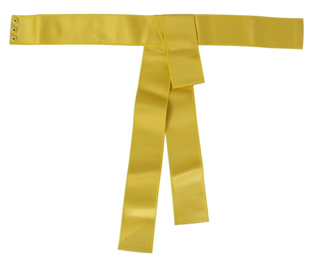 Dolce & Gabbana Yellow Wide Snap Button Closure Silk Belt by Dolce & Gabbana