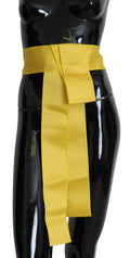Dolce & Gabbana Yellow Wide Snap Button Closure Silk Belt by Dolce & Gabbana