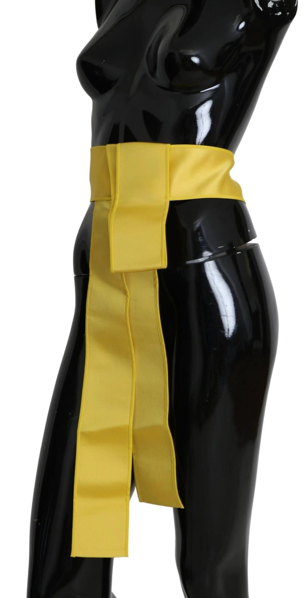Dolce & Gabbana Yellow Wide Snap Button Closure Silk Belt by Dolce & Gabbana