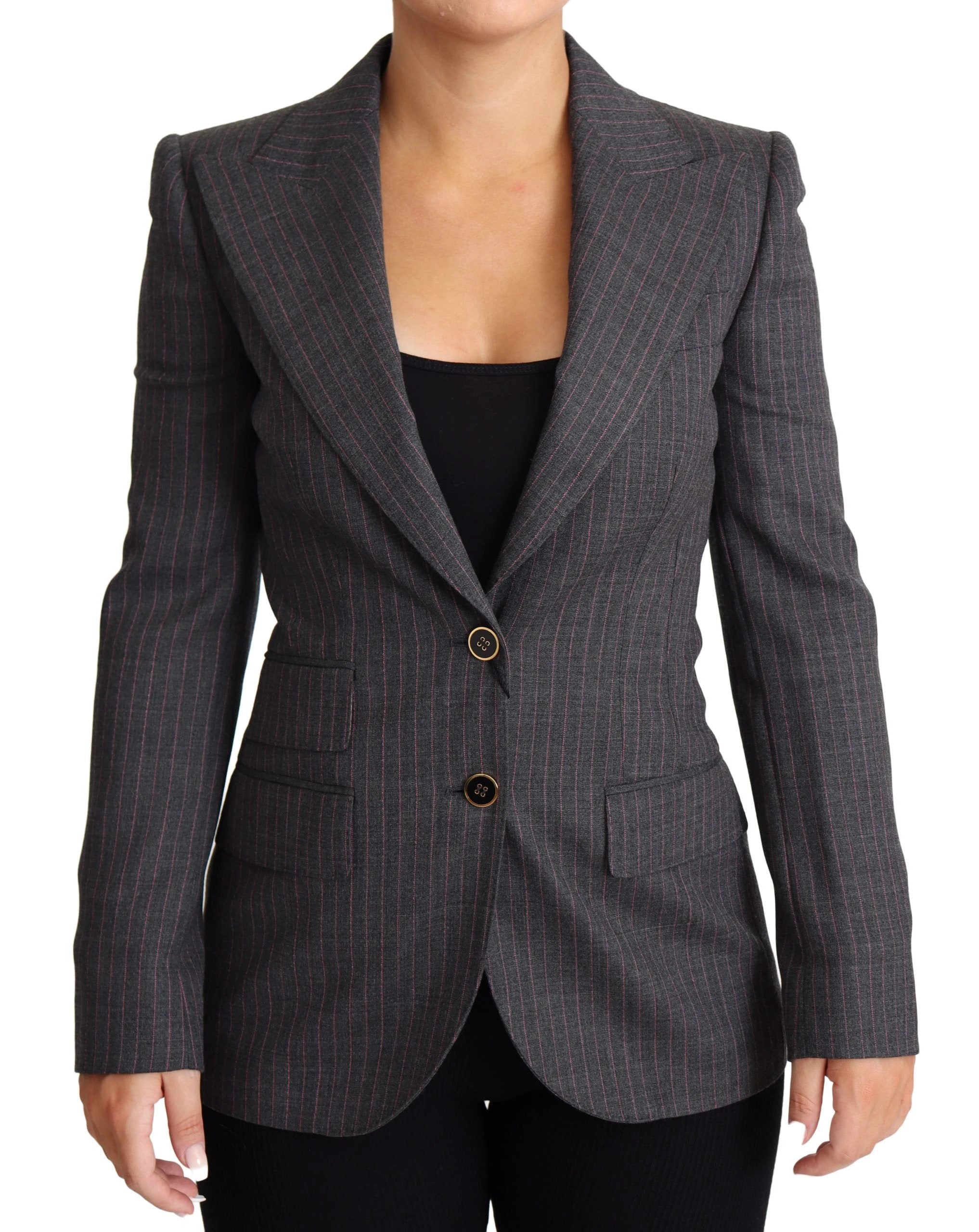 Dolce & Gabbana Gray Single Breasted Fitted Blazer Wool Jacket by Dolce & Gabbana