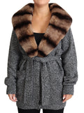Dolce & Gabbana Gray Cardigan Fur Coat Cashmere Jacket by Dolce & Gabbana