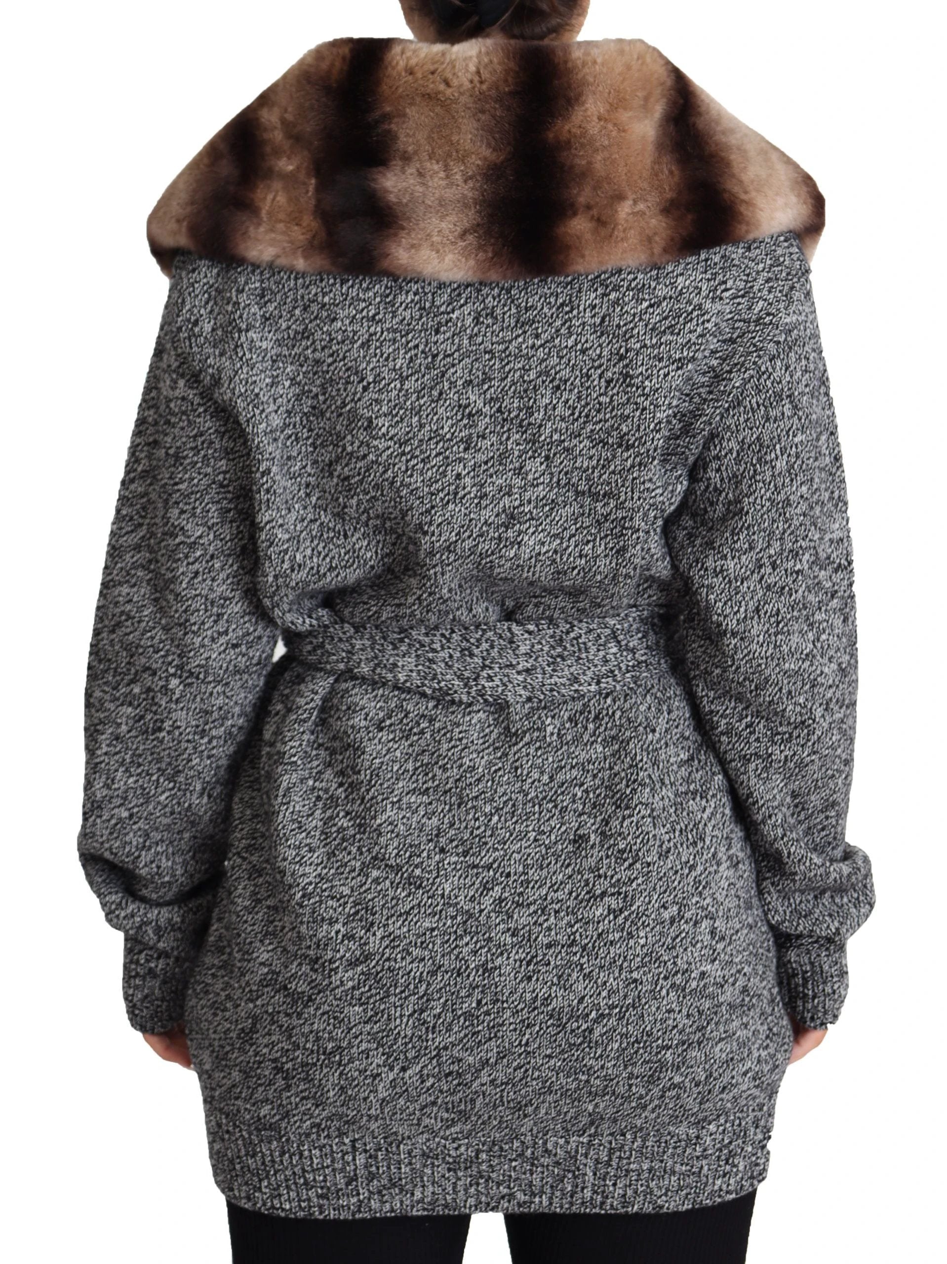 Dolce & Gabbana Gray Cardigan Fur Coat Cashmere Jacket by Dolce & Gabbana