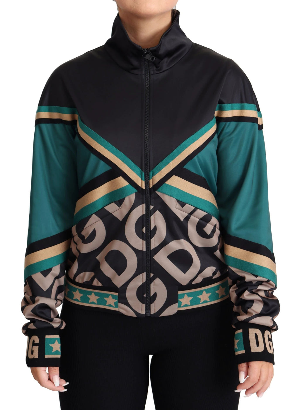 Dolce & Gabbana Multicolor DG Logo Mania Track Bomber Jacket by Dolce & Gabbana