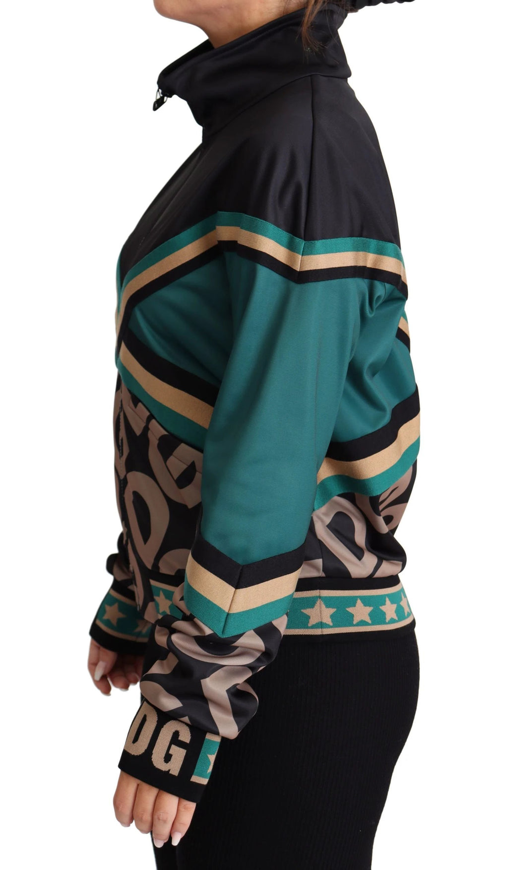 Dolce & Gabbana Multicolor DG Logo Mania Track Bomber Jacket by Dolce & Gabbana