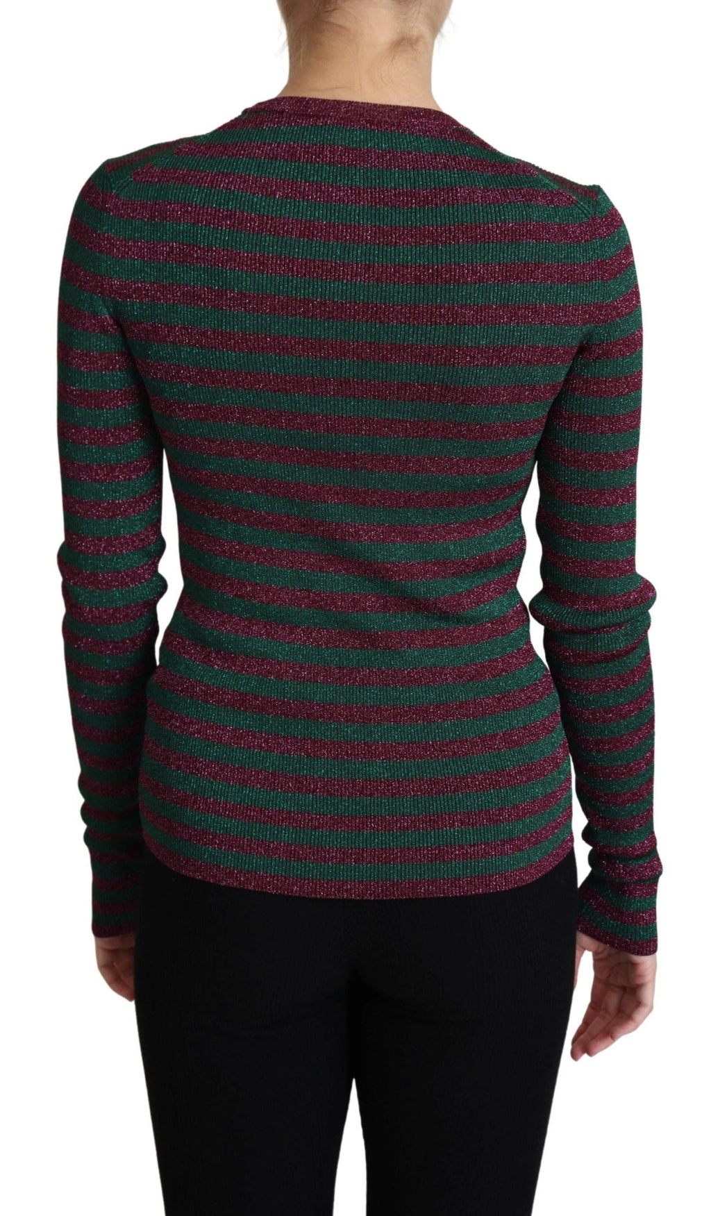 Dolce & Gabbana Multicolor Stripes Crew Neck Pullover Sweater by Dolce & Gabbana