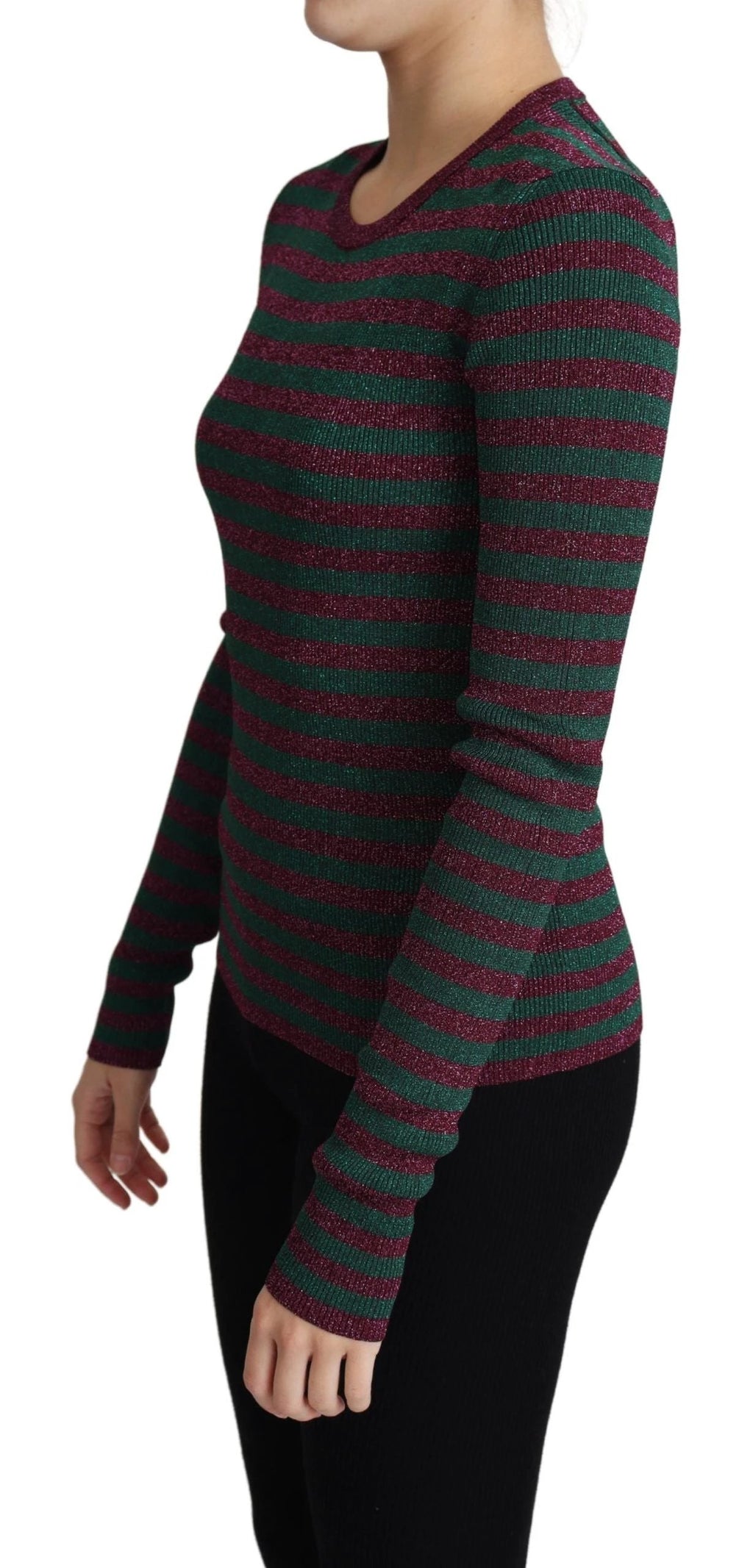 Dolce & Gabbana Multicolor Stripes Crew Neck Pullover Sweater by Dolce & Gabbana
