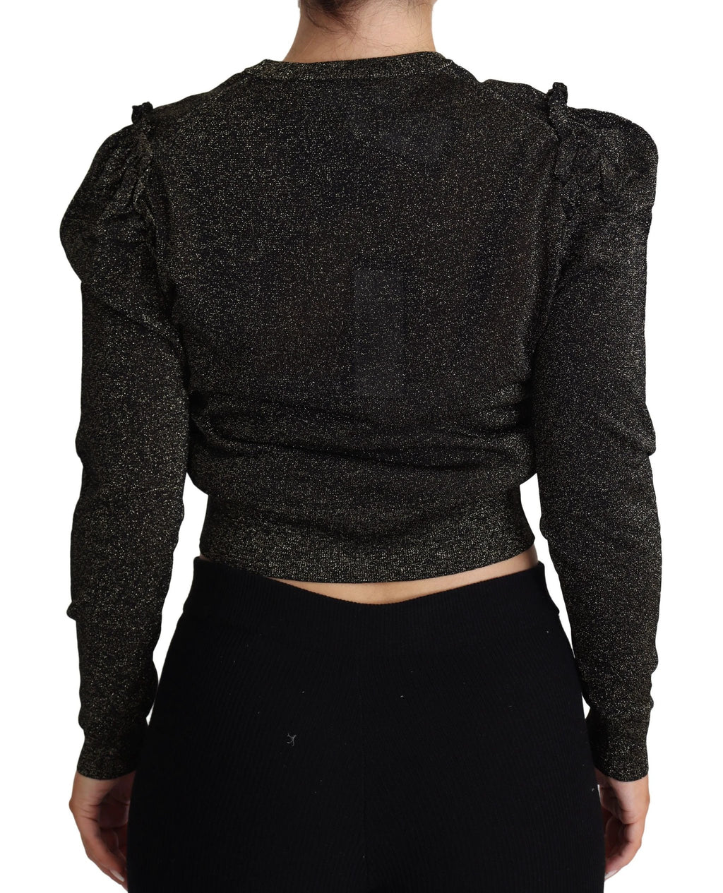 Dolce & Gabbana Black Gold Cropped Women Pullover Sweater by Dolce & Gabbana