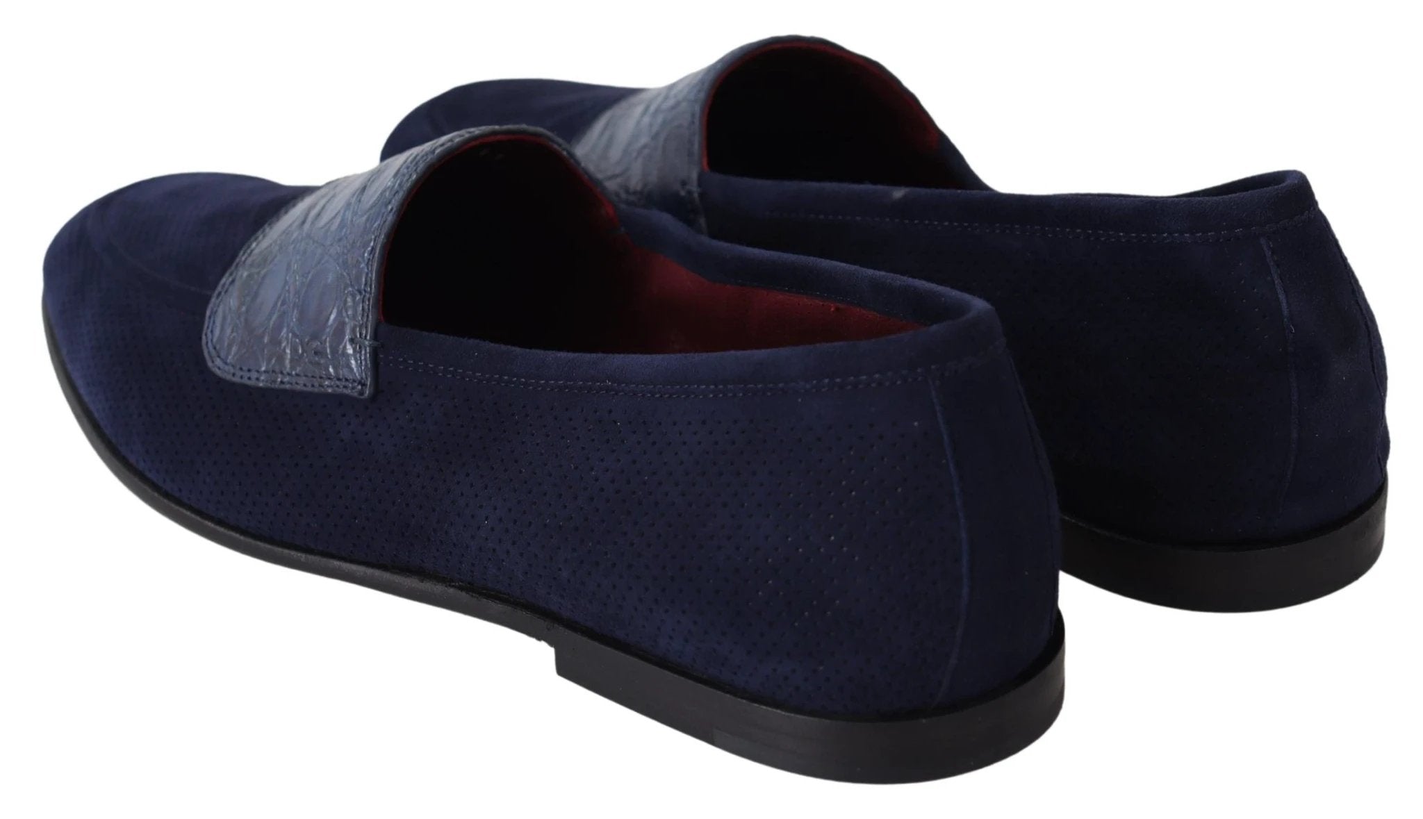 Dolce & Gabbana Blue Suede Caiman Loafers Slippers Shoes by Dolce & Gabbana