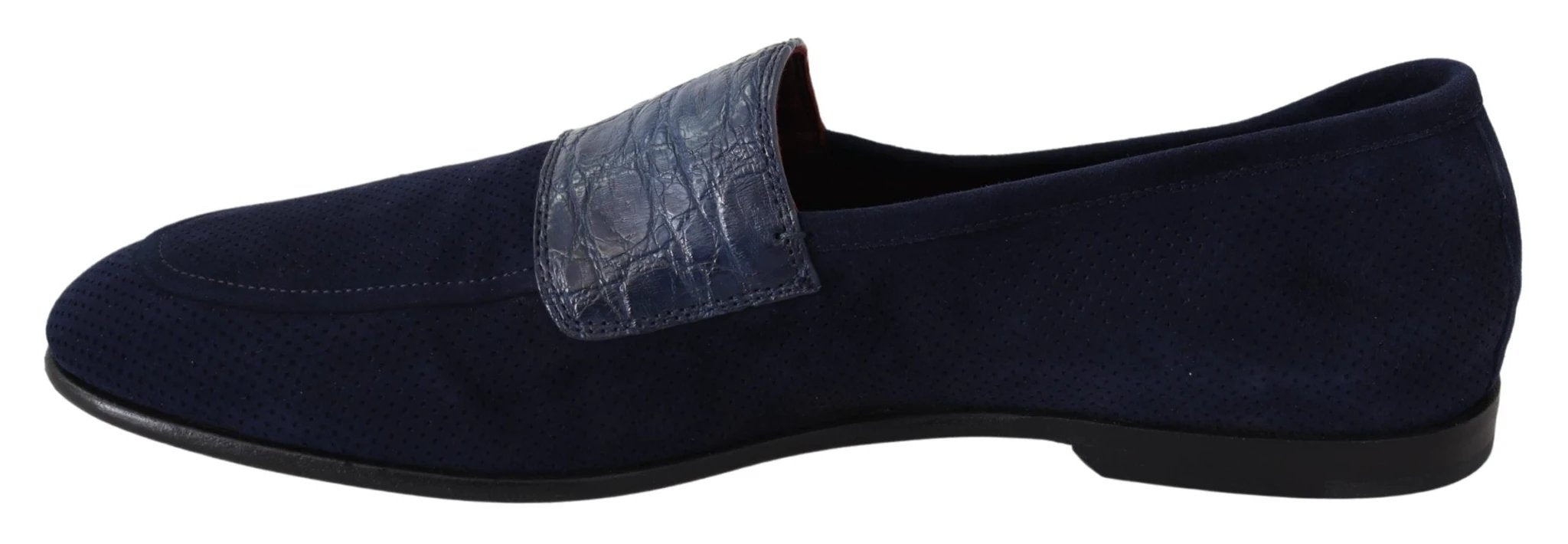 Dolce & Gabbana Blue Suede Caiman Loafers Slippers Shoes by Dolce & Gabbana