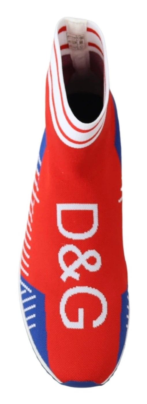Dolce & Gabbana Blue Red Sorrento Logo Sneakers Socks Shoes by Dolce & Gabbana