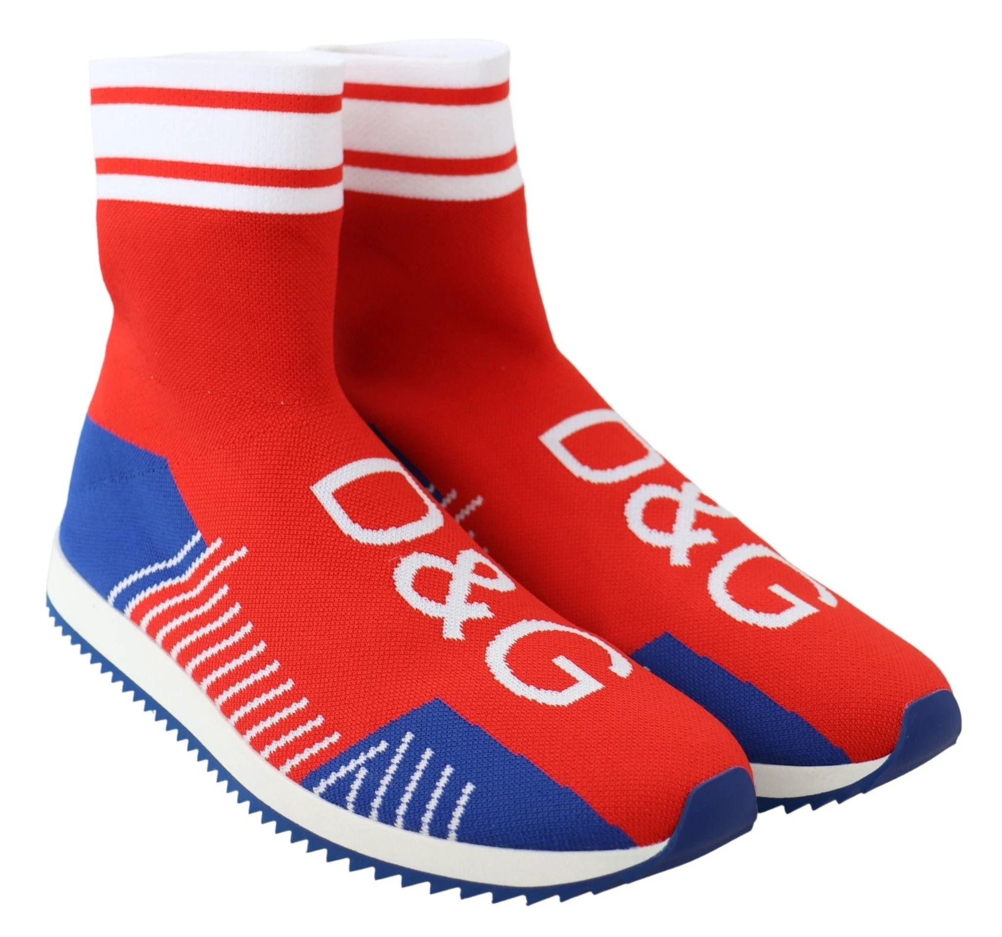 Dolce & Gabbana Blue Red Sorrento Logo Sneakers Socks Shoes by Dolce & Gabbana