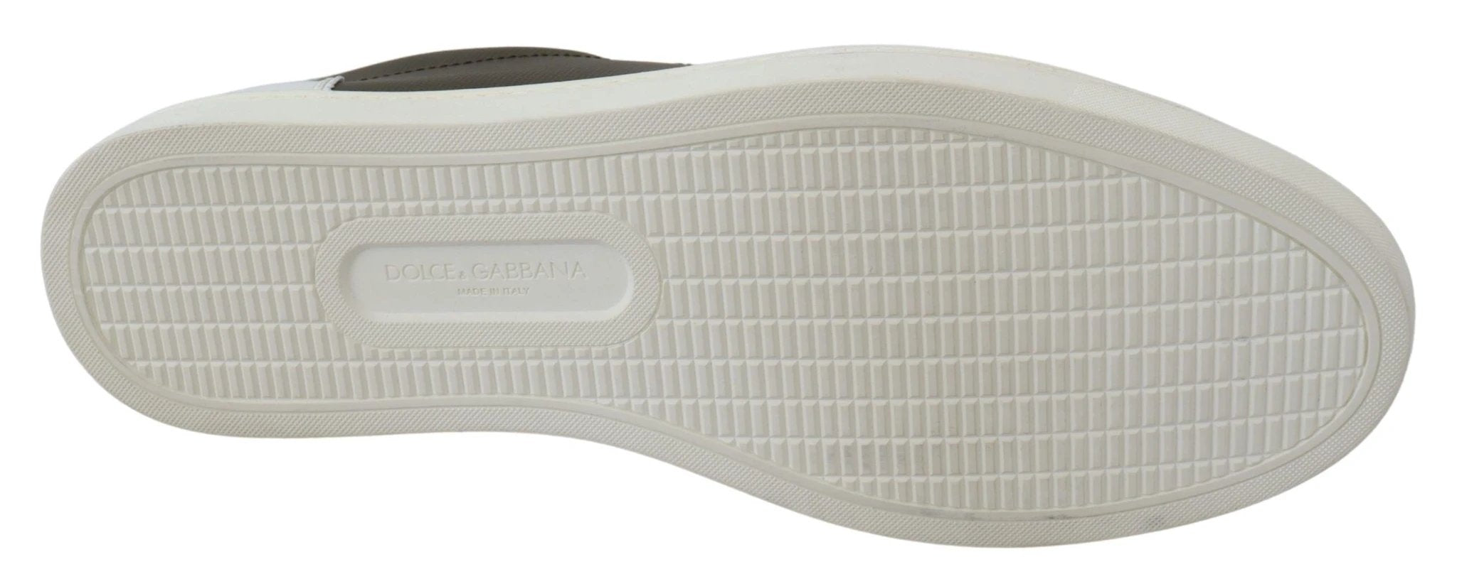 Dolce & Gabbana White Green Leather Low Top Sneakers Shoes by Dolce & Gabbana