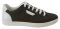 Dolce & Gabbana White Green Leather Low Top Sneakers Shoes by Dolce & Gabbana