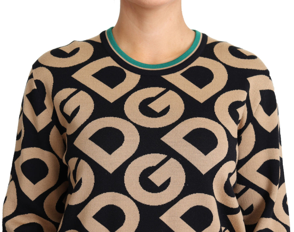 Dolce & Gabbana Multicolor DG Mania Wool Crewneck Pullover Sweater by Dolce & Gabbana