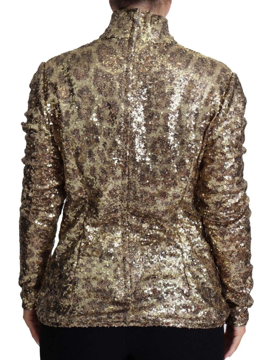Dolce & Gabbana Brown Leopard Fit Turtleneck Sequin Sweater by Dolce & Gabbana