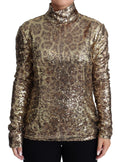 Dolce & Gabbana Brown Leopard Fit Turtleneck Sequin Sweater by Dolce & Gabbana