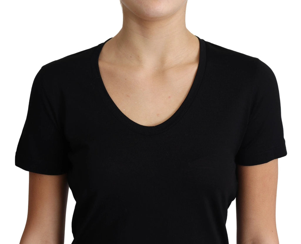 Dolce & Gabbana Black Wool Round Neck Short Sleeves T-shirt by Dolce & Gabbana