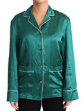 Dolce & Gabbana Green Pyjama Blouse Silk Lounge Sleepwear Top by Dolce & Gabbana