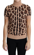 Dolce & Gabbana Beige Leopard Print Virgin Wool Turtleneck Top by Dolce & Gabbana