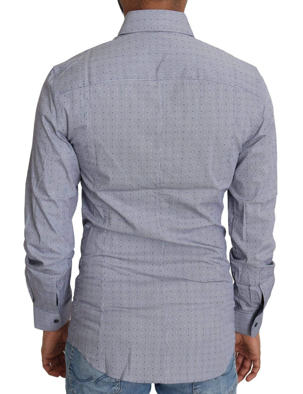 Dolce & Gabbana Gray Dotted Semi Fitted Formal SICILIA Shirt by Dolce & Gabbana
