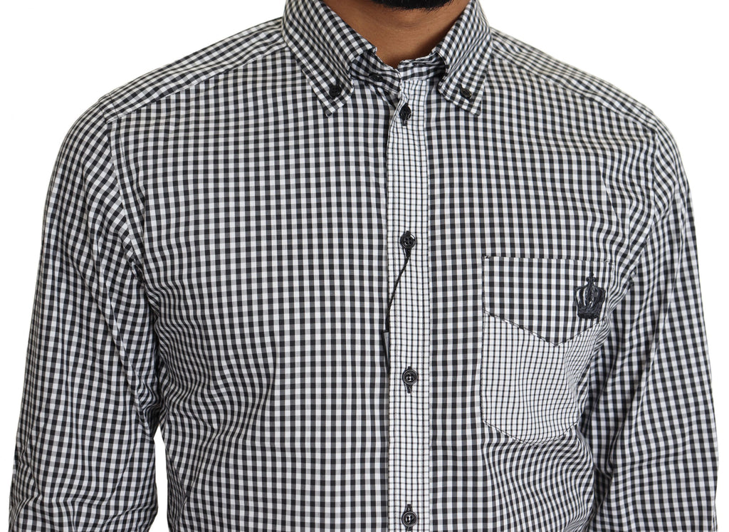 Dolce & Gabbana Black White Checkered Casual Shirt by Dolce & Gabbana
