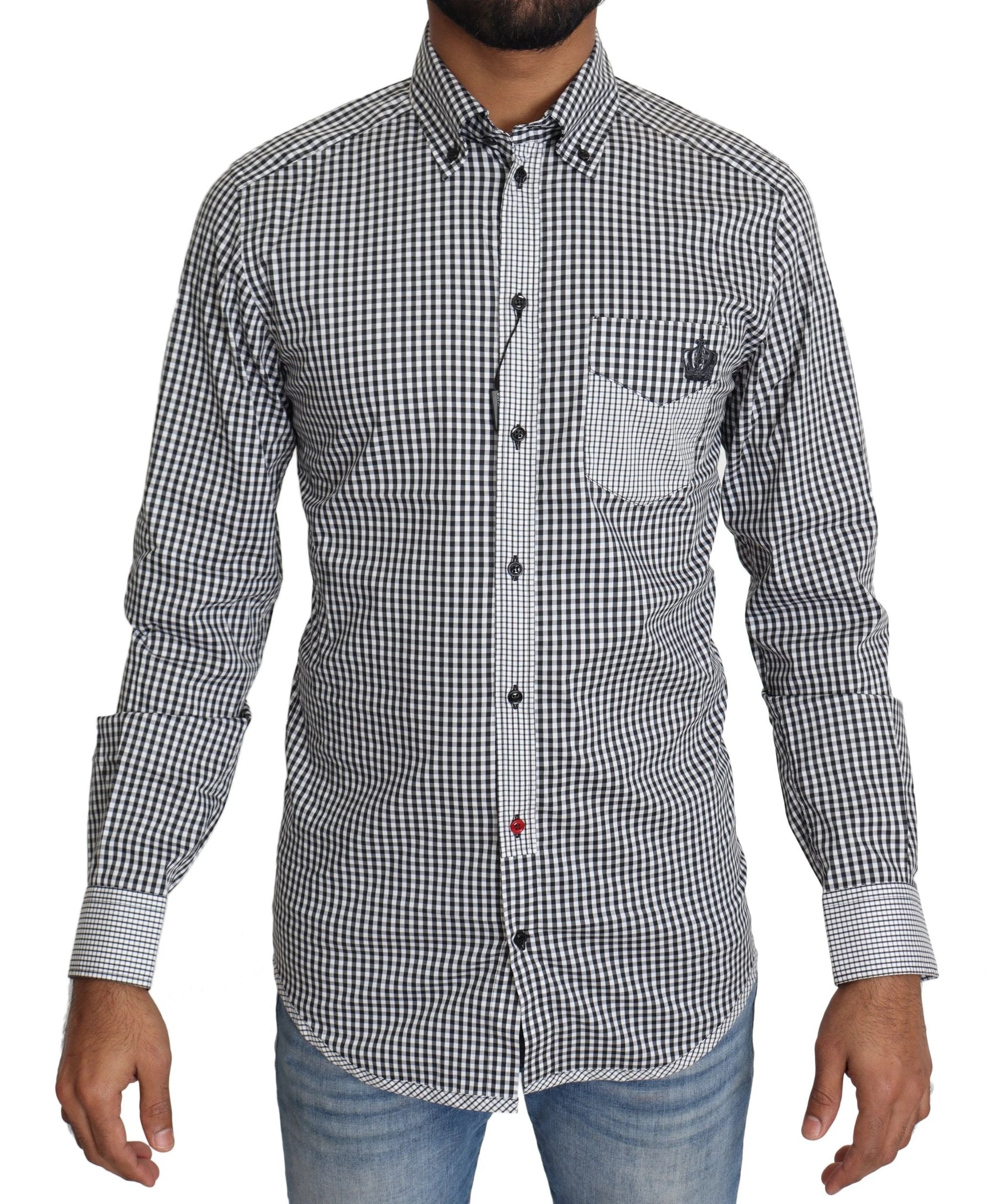 Dolce & Gabbana Black White Checkered Casual Shirt by Dolce & Gabbana