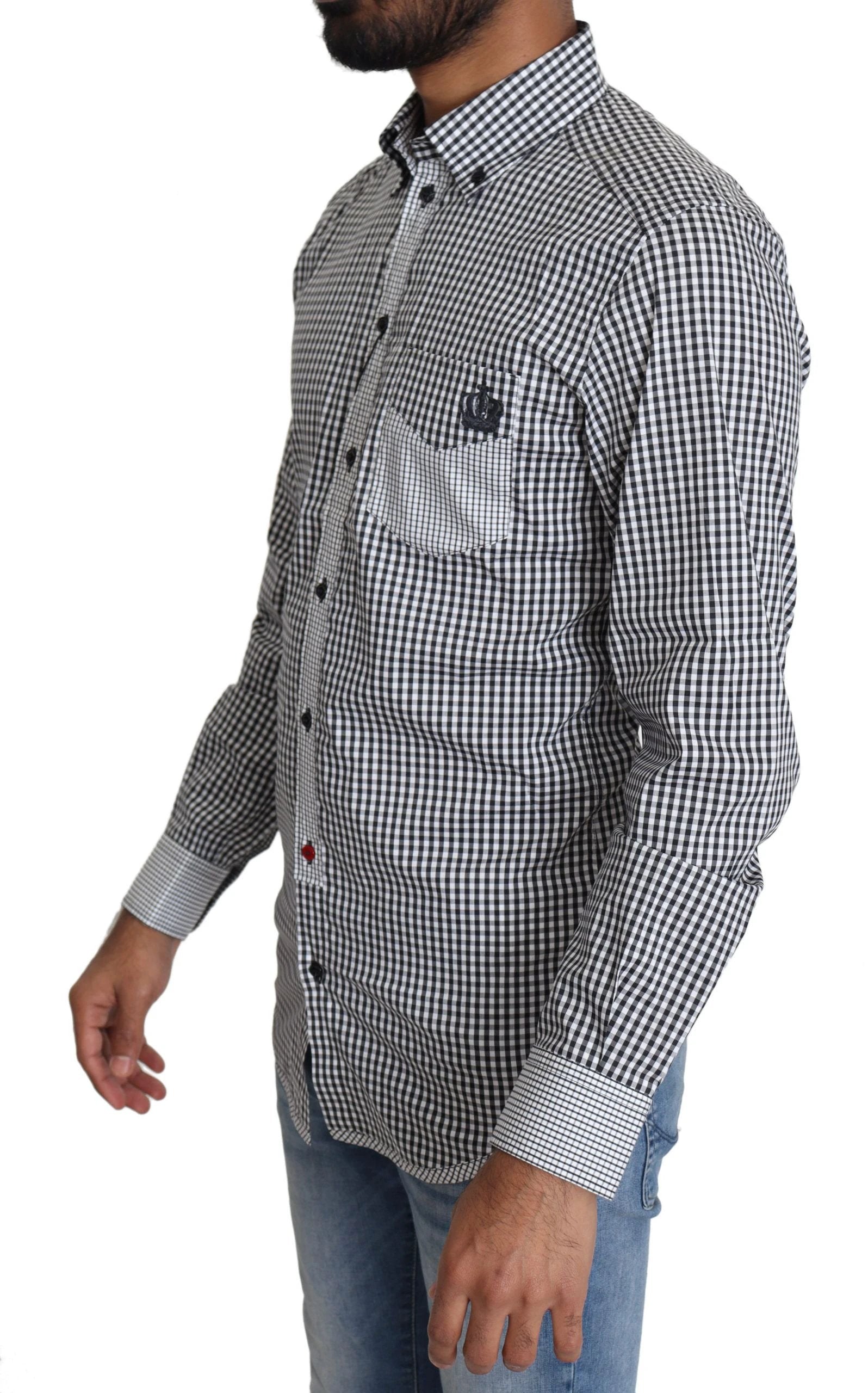 Dolce & Gabbana Black White Checkered Casual Shirt by Dolce & Gabbana