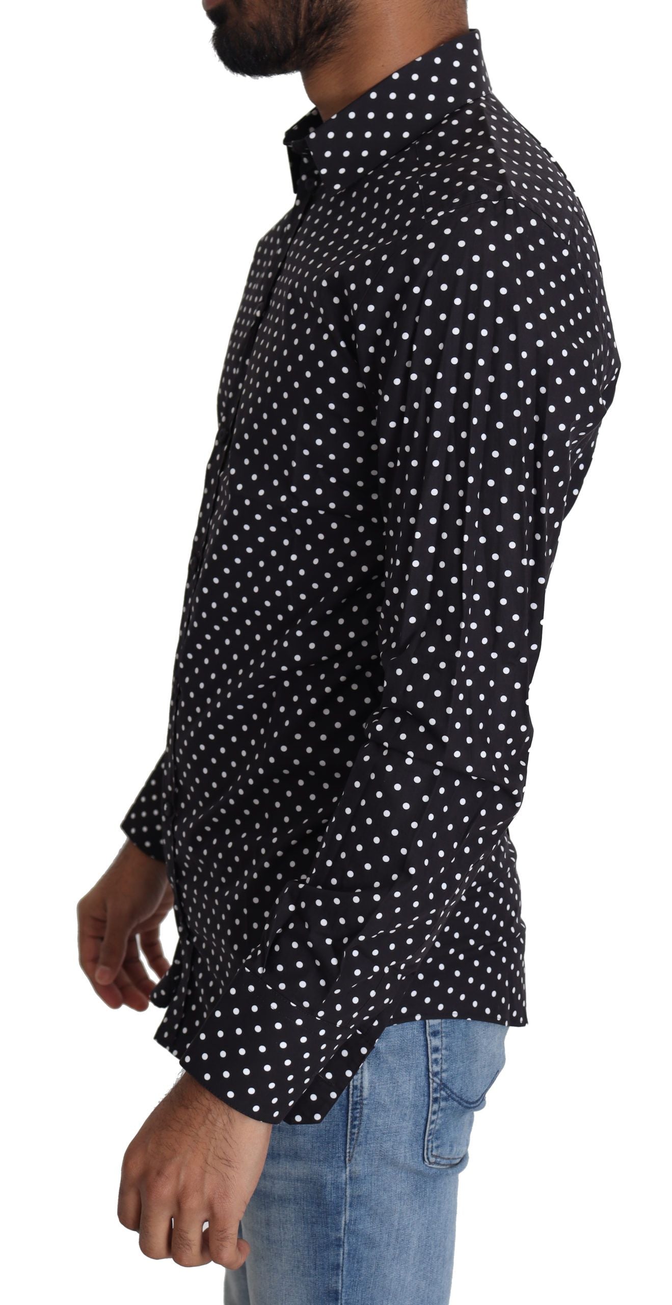 Dolce & Gabbana Black White Polka Dots Casual Shirt by Dolce & Gabbana