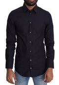 Dolce & Gabbana Navy Blue Cotton Formal Dress Shirt by Dolce & Gabbana