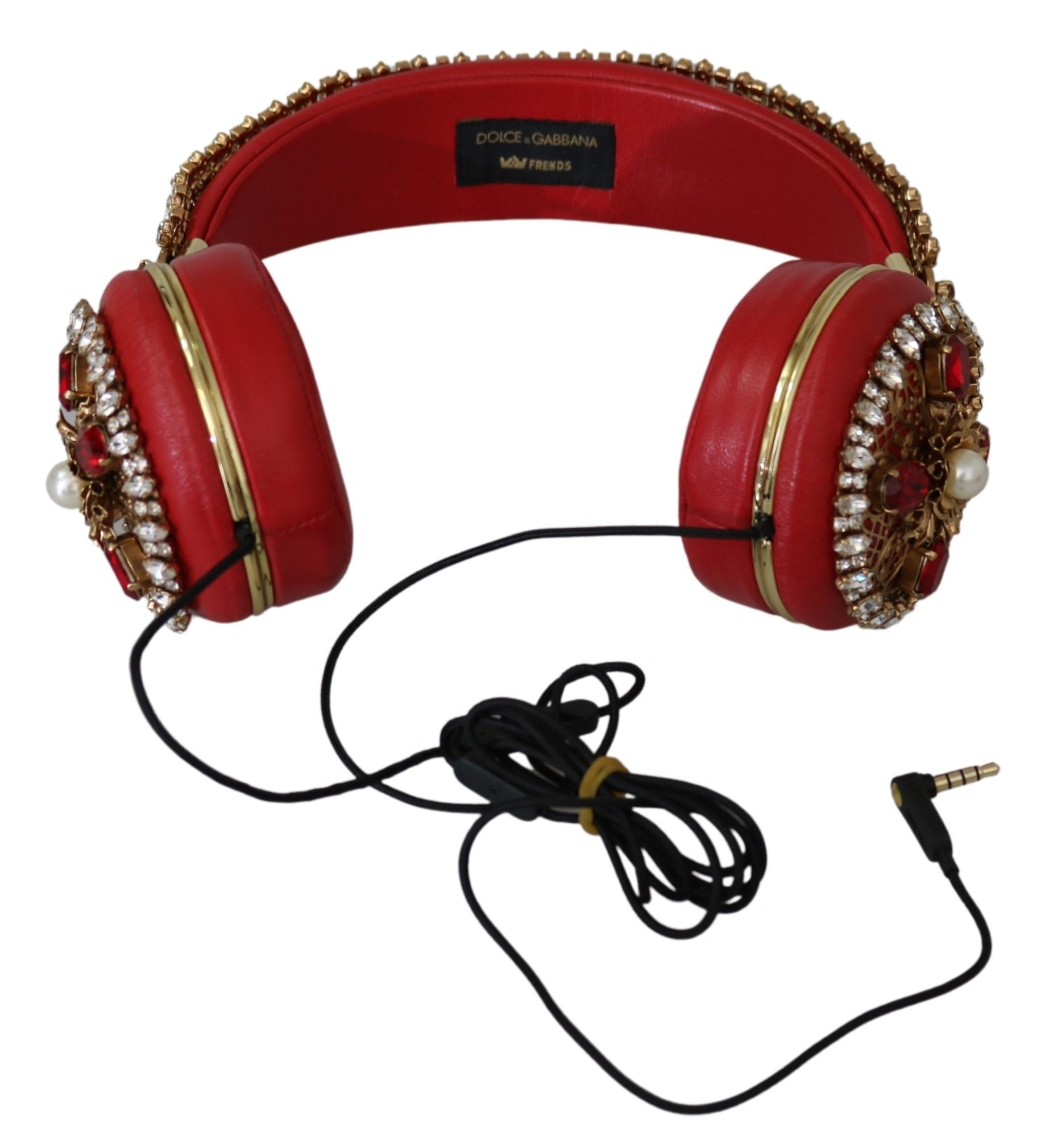 Dolce & Gabbana FRENDS Leather Red Floral Crystal Headset Headphones by Dolce & Gabbana