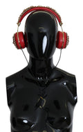 Dolce & Gabbana FRENDS Leather Red Floral Crystal Headset Headphones by Dolce & Gabbana