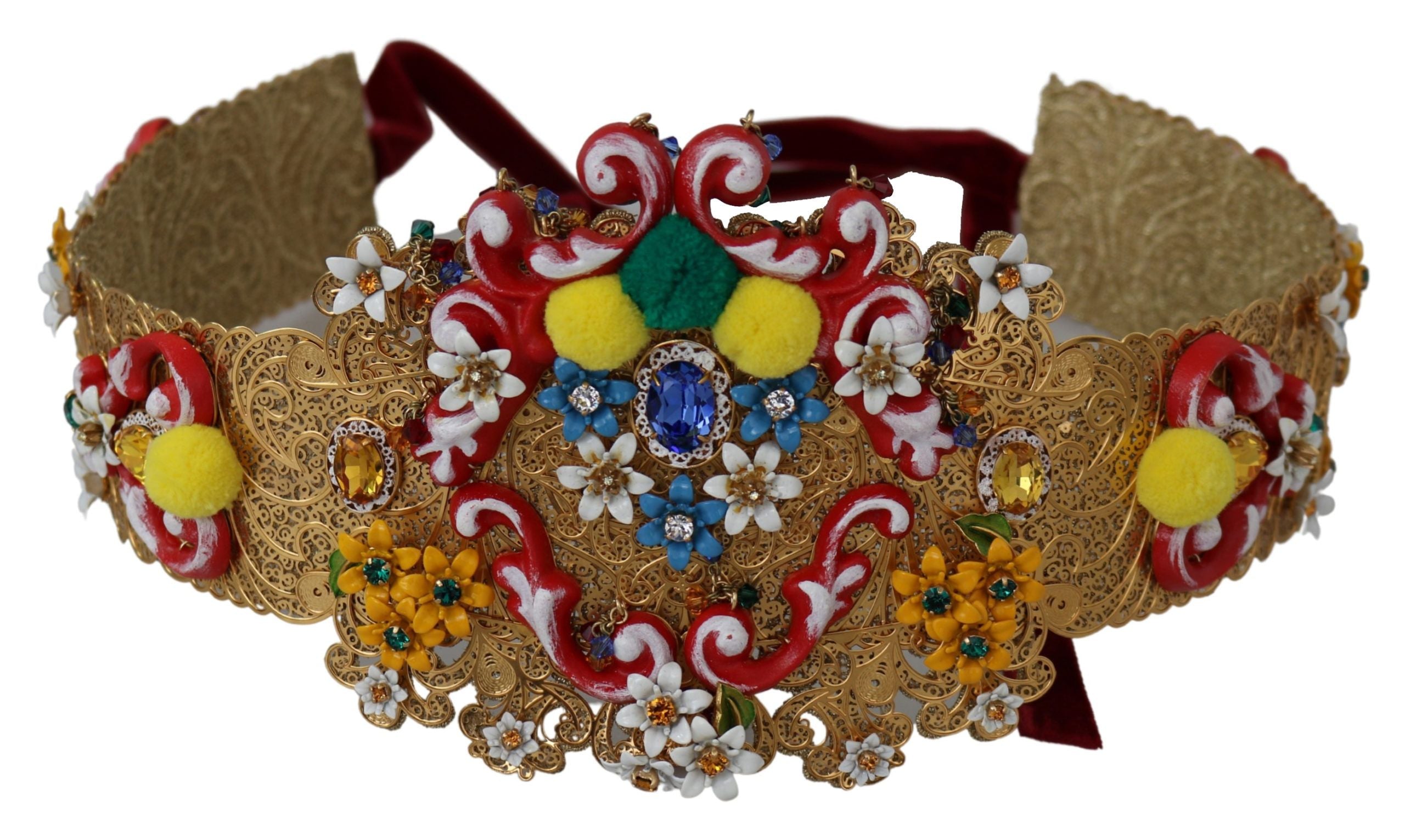 Dolce & Gabbana multicolor Embellished Floral Crystal Wide Waist Belt by Dolce & Gabbana