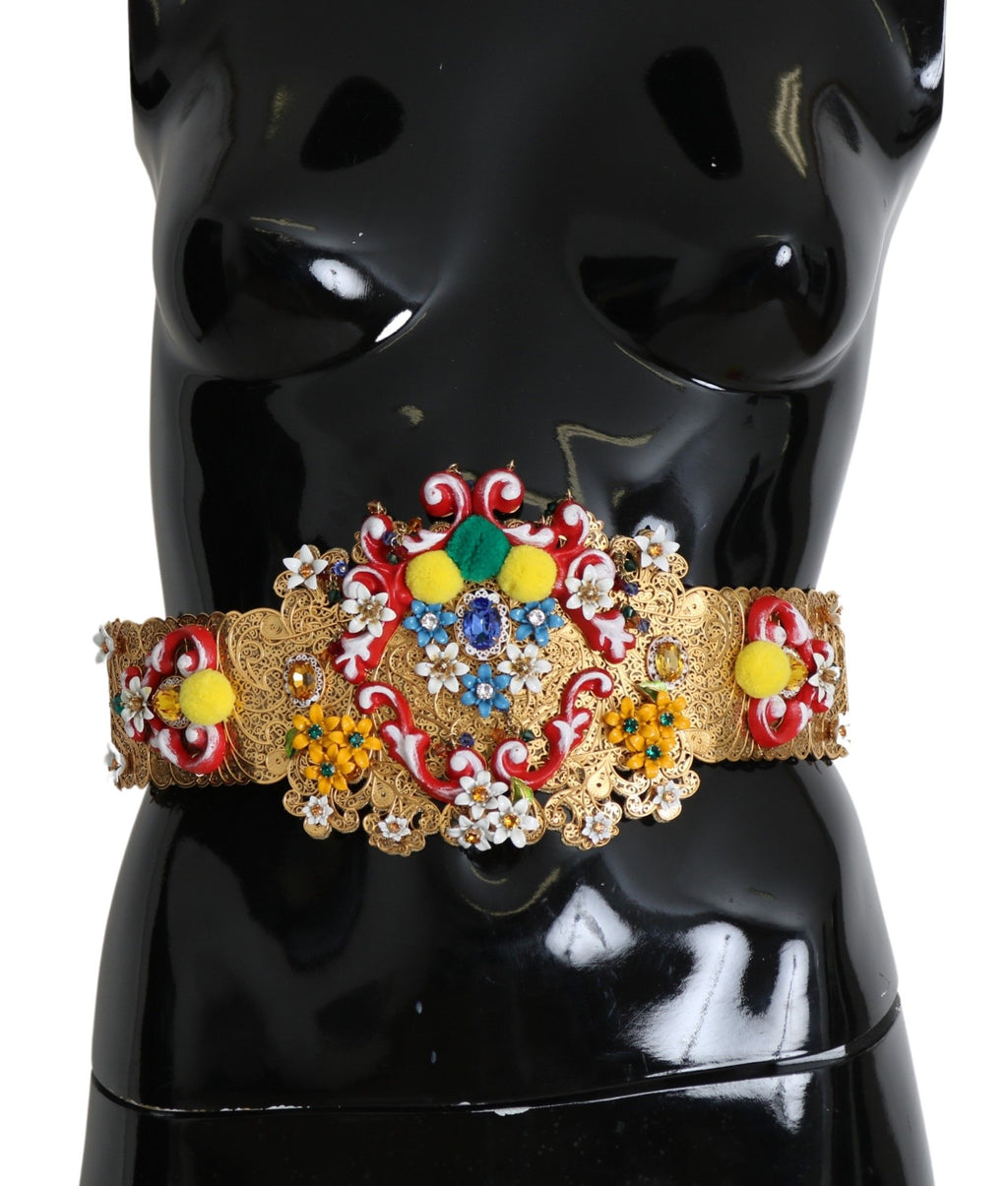 Dolce & Gabbana multicolor Embellished Floral Crystal Wide Waist Belt by Dolce & Gabbana