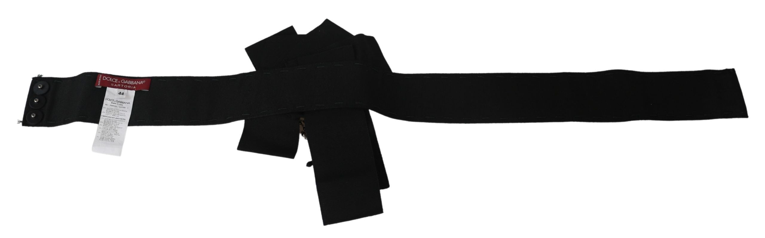 Dolce & Gabbana Black Crystal Brooch Wide Wai SATORIA Belt by Dolce & Gabbana