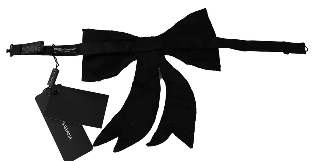 Dolce & Gabbana Silver Tone 100% Silk Crystal Embellished Women Bowtie by Dolce & Gabbana