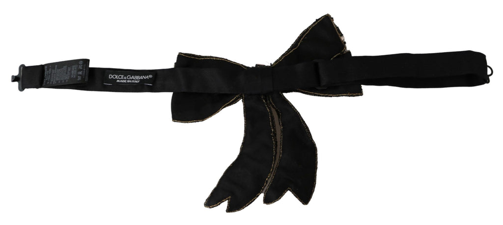 Dolce & Gabbana Gold Tone Silk Rhinestone Embellished Women Bowtie by Dolce & Gabbana