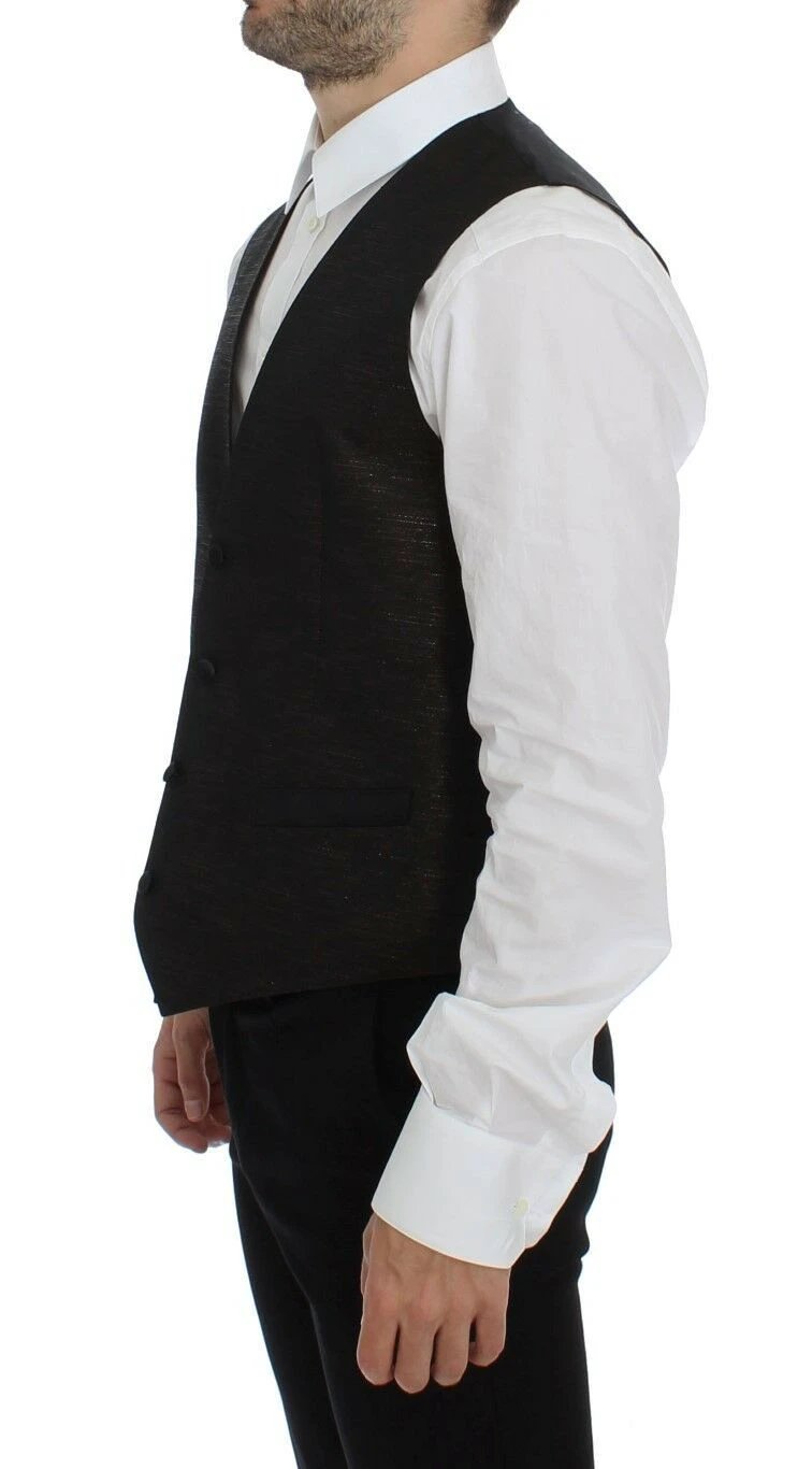 Dolce & Gabbana Black Wool Logo Dress Gilet Vest by Dolce & Gabbana